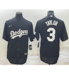 Men's Los Angeles Dodgers #3 Chris Taylor Black Turn Back The Clock Stitched Cool Base Jersey
