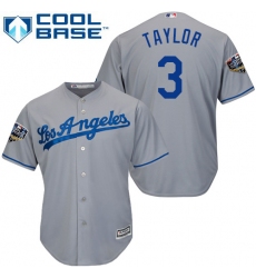 Youth Majestic Los Angeles Dodgers #3 Chris Taylor Authentic Grey Road Cool Base 2018 World Series MLB Jersey