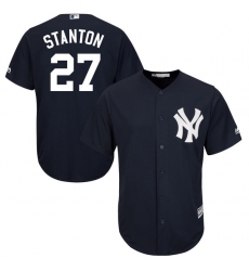 Youth Majestic New York Yankees #27 Giancarlo Stanton Replica Navy Blue Alternate MLB Jersey