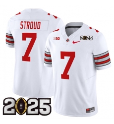 Men's Ohio State Buckeyes #7 C.J. Stroud White 2025 CFP Final F.U.S.E. Vapor Limited Stitched Football Jersey