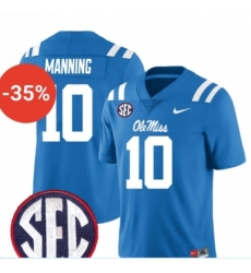 Men's Ole Miss Rebels #10 Eli Manning Blue F.U.S.E. Stitched Jersey