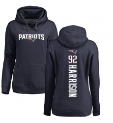 NFL Women's Nike New England Patriots #92 James Harrison Navy Blue Backer Pullover Hoodie