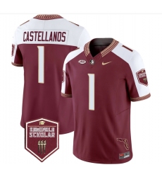 Men's Florida State Seminoles #1 Castellanos Red White Limited NCAA Jersey