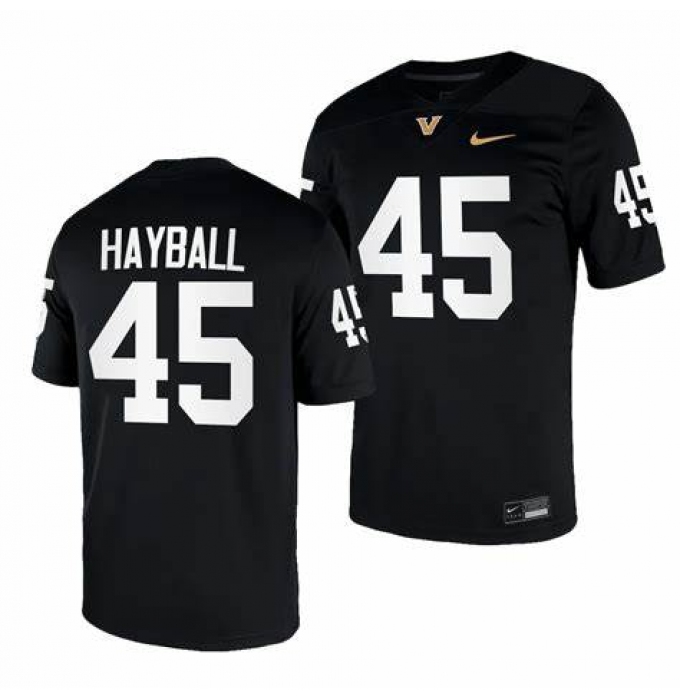 Men's Vanderbilt Commodores #45 Matthew Hayball Black Game Football Jersey