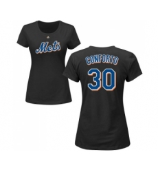 MLB Women's Nike New York Mets #30 Michael Conforto Black Name & Number T-Shirt