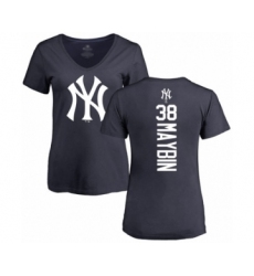 Baseball Women's New York Yankees #38 Cameron Maybin Navy Blue Backer T-Shirt