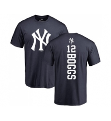 MLB Nike New York Yankees #12 Wade Boggs Navy Blue Backer T-Shirt