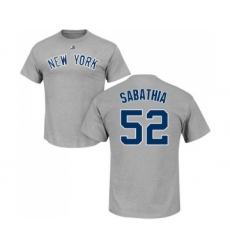 MLB Nike New York Yankees #52 C.C. Sabathia Gray Name & Number T-Shirtt