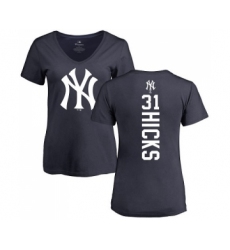 MLB Women's Nike New York Yankees #31 Aaron Hicks Navy Blue Backer T-Shirt