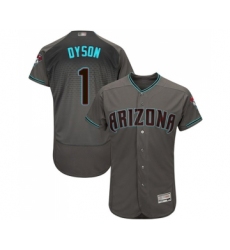 Men's Arizona Diamondbacks #1 Jarrod Dyson Gray Teal Alternate Authentic Collection Flex Base Baseball Jersey