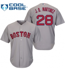 Youth Majestic Boston Red Sox #28 J. D. Martinez Replica Grey Road Cool Base MLB Jersey