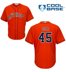 Youth Majestic Houston Astros #45 Gerrit Cole Authentic Orange Alternate Cool Base MLB Jersey
