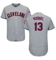 Men's Majestic Cleveland Indians #13 Omar Vizquel Grey Road Flex Base Authentic Collection MLB Jersey