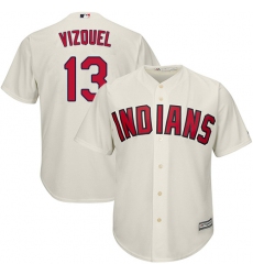 Youth Majestic Cleveland Indians #13 Omar Vizquel Authentic Cream Alternate 2 Cool Base MLB Jersey