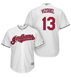 Youth Majestic Cleveland Indians #13 Omar Vizquel Authentic White Home Cool Base MLB Jersey
