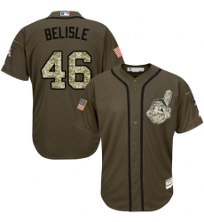 Youth Majestic Cleveland Indians #46 Matt Belisle Replica Green Salute to Service MLB Jersey