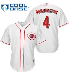 Youth Majestic Cincinnati Reds #4 Cliff Pennington Replica White Home Cool Base MLB Jersey