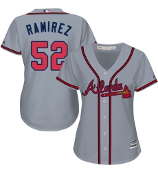 Women's Majestic Atlanta Braves #52 Jose Ramirez Authentic Grey Road Cool Base MLB Jersey