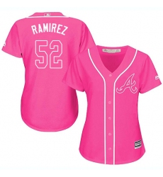 Women's Majestic Atlanta Braves #52 Jose Ramirez Authentic Pink Fashion Cool Base MLB Jersey