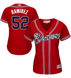 Women's Majestic Atlanta Braves #52 Jose Ramirez Authentic Red Alternate Cool Base MLB Jersey