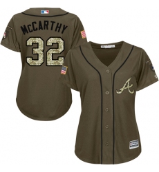 Women's Majestic Atlanta Braves #32 Brandon McCarthy Replica Green Salute to Service MLB Jersey