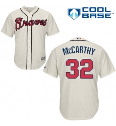 Youth Majestic Atlanta Braves #32 Brandon McCarthy Replica Cream Alternate 2 Cool Base MLB Jersey