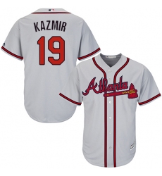 Men's Majestic Atlanta Braves #19 Scott Kazmir Replica Grey Road Cool Base MLB Jersey