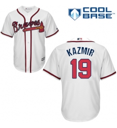 Men's Majestic Atlanta Braves #19 Scott Kazmir Replica White Home Cool Base MLB Jersey
