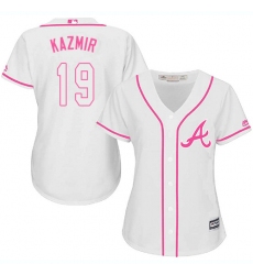 Women's Majestic Atlanta Braves #19 Scott Kazmir Replica White Fashion Cool Base MLB Jersey