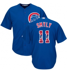 Men's Majestic Chicago Cubs #11 Drew Smyly Authentic Royal Blue Team Logo Fashion Cool Base MLB Jersey