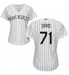 Women's Majestic Colorado Rockies #71 Wade Davis Authentic White Home Cool Base MLB Jersey