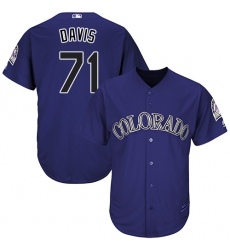 Youth Majestic Colorado Rockies #71 Wade Davis Authentic Purple Alternate 1 Cool Base MLB Jersey