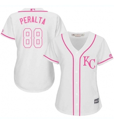 Women's Majestic Kansas City Royals #88 Michael Saunders Authentic White Fashion Cool Base MLB Jersey
