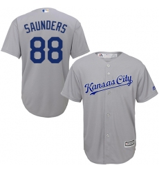 Youth Majestic Kansas City Royals #88 Michael Saunders Replica Grey Road Cool Base MLB Jersey