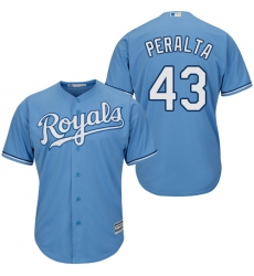 Youth Majestic Kansas City Royals #43 Wily Peralta Authentic Light Blue Alternate 1 Cool Base MLB Jersey