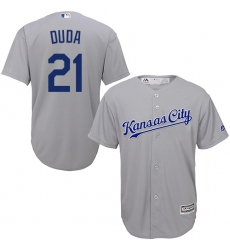 Youth Majestic Kansas City Royals #21 Lucas Duda Authentic Grey Road Cool Base MLB Jersey