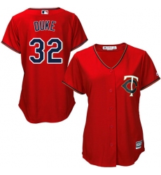 Women's Majestic Minnesota Twins #32 Zach Duke Replica Scarlet Alternate Cool Base MLB Jersey