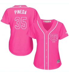 Women's Majestic Minnesota Twins #35 Michael Pineda Replica Pink Fashion Cool Base MLB Jersey