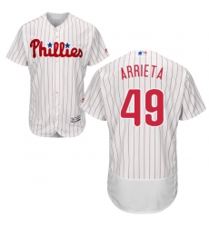 Men's Majestic Philadelphia Phillies #49 Jake Arrieta White Home Flex Base Authentic Collection MLB Jersey