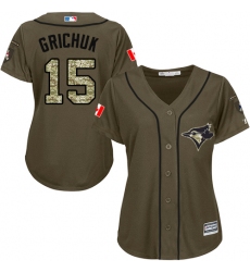 Women's Majestic Toronto Blue Jays #15 Randal Grichuk Authentic Green Salute to Service MLB Jersey