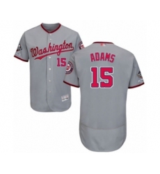 Men's Washington Nationals #15 Matt Adams Grey Road Flex Base Authentic Collection 2019 World Series Champions Baseball Jersey