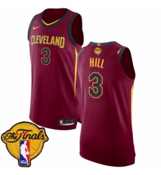 Men's Nike Cleveland Cavaliers #3 George Hill Authentic Maroon 2018 NBA Finals Bound NBA Jersey - Icon Edition