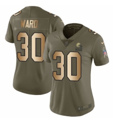 Women's Nike Cleveland Browns #30 Denzel Ward Limited Olive/Gold 2017 Salute to Service NFL Jersey