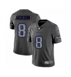 Men's Baltimore Ravens #8 Lamar Jackson Limited Gray Static Fashion Football Jersey