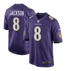 Men's Baltimore Ravens #8 Lamar Jackson Nike Purple Game Jersey