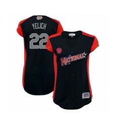 Women's Milwaukee Brewers #22 Christian Yelich Authentic Navy Blue National League 2019 Baseball All-Star Jersey