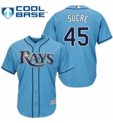 Youth Majestic Tampa Bay Rays #45 Jesus Sucre Replica Light Blue Alternate 2 Cool Base MLB Jersey