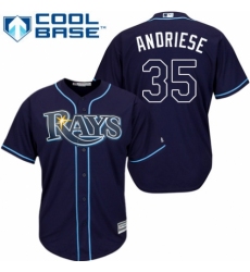 Youth Majestic Tampa Bay Rays #35 Matt Andriese Replica Navy Blue Alternate Cool Base MLB Jersey