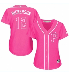 Women's Majestic Pittsburgh Pirates #12 Corey Dickerson Authentic Pink Fashion Cool Base MLB Jersey