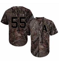 Men's Majestic Oakland Athletics #55 Sean Manaea Authentic Camo Realtree Collection Flex Base MLB Jersey
